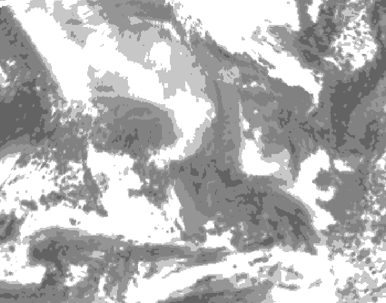 GDPS total cloud 072 hour forecast chart for Canada based on 2026/02/08 0000Z data