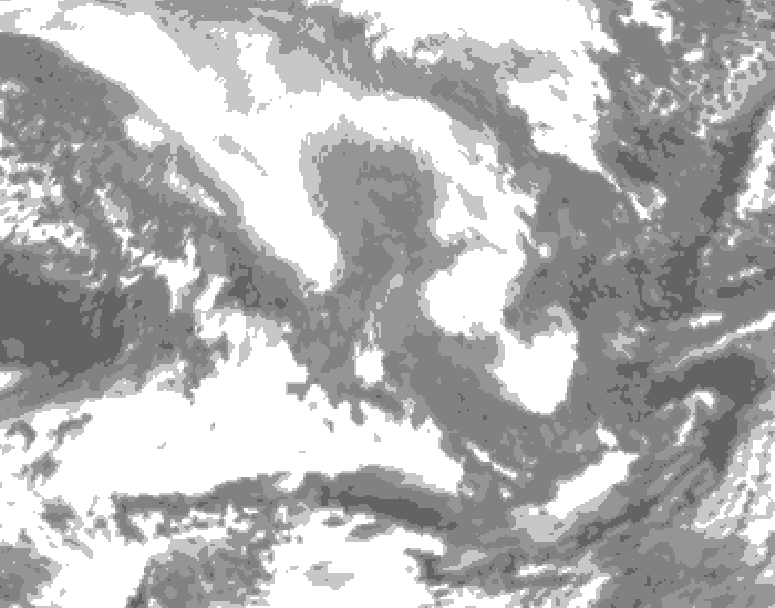 GDPS total cloud 096 hour forecast chart for Canada based on 2026/02/08 0000Z data