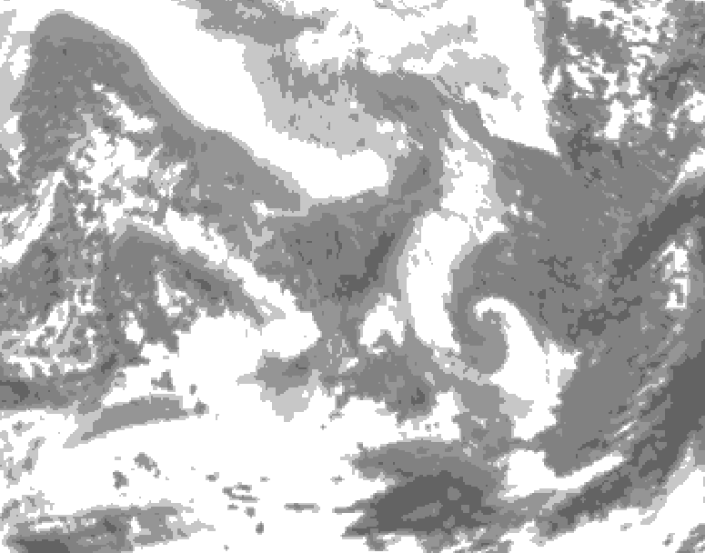 GDPS total cloud 120 hour forecast chart for Canada based on 2026/02/08 0000Z data