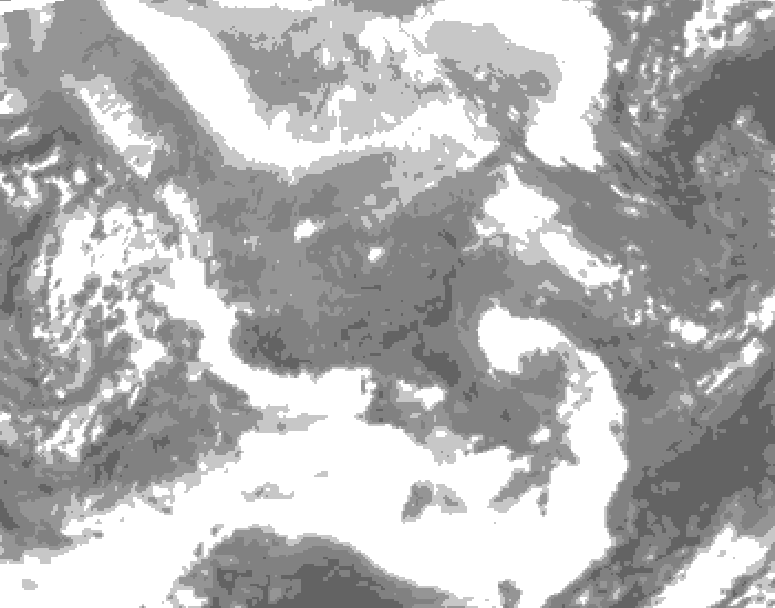 GDPS total cloud 150 hour forecast chart for Canada based on 2026/02/08 0000Z data