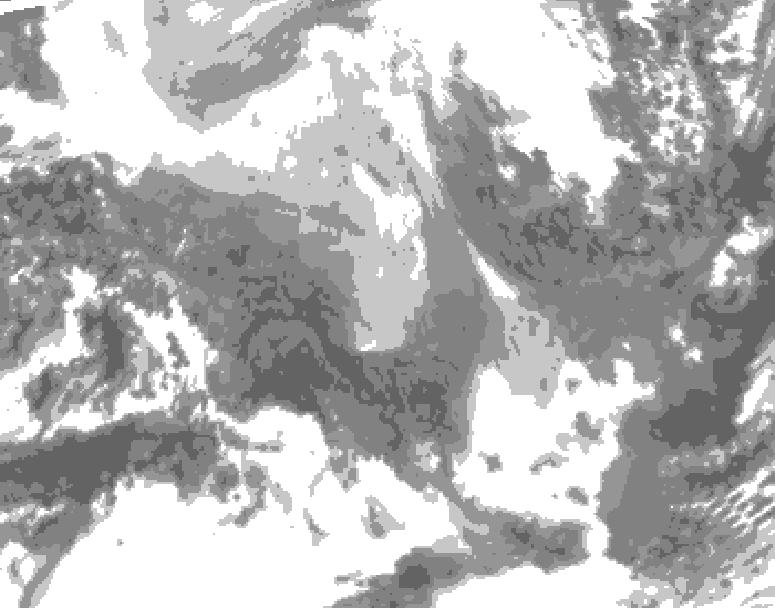 GDPS total cloud 006 hour forecast chart for Canada based on 2026/02/08 1200Z data