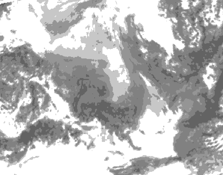 GDPS total cloud 012 hour forecast chart for Canada based on 2026/02/08 1200Z data