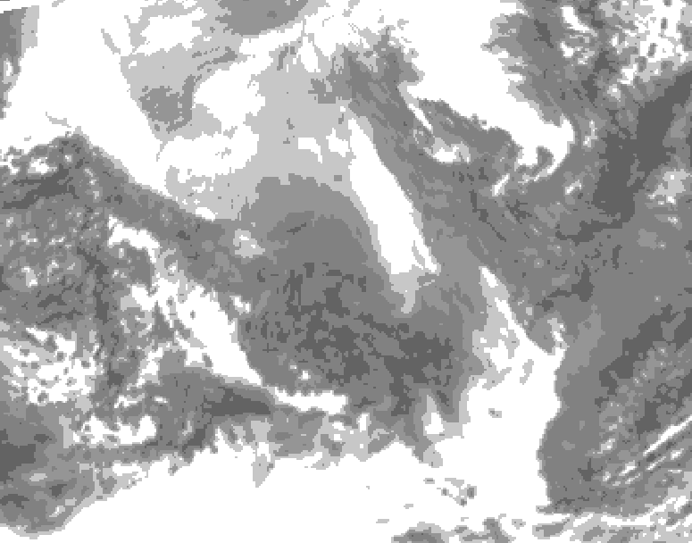 GDPS total cloud 024 hour forecast chart for Canada based on 2026/02/08 1200Z data