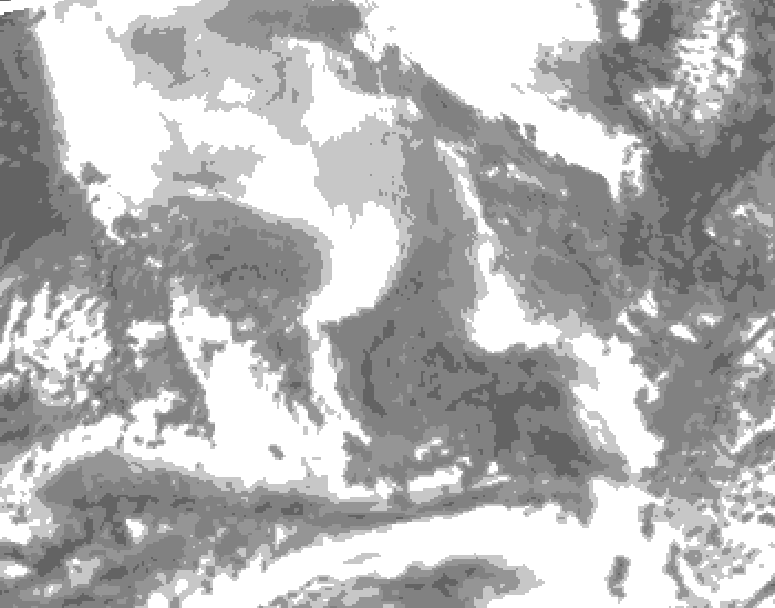 GDPS total cloud 054 hour forecast chart for Canada based on 2026/02/08 1200Z data
