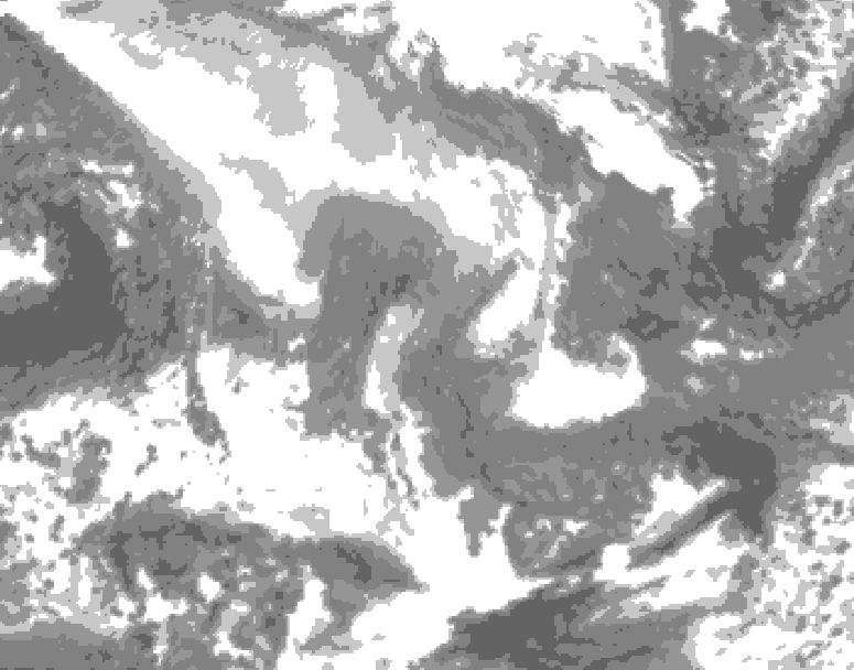 GDPS total cloud 072 hour forecast chart for Canada based on 2026/02/08 1200Z data