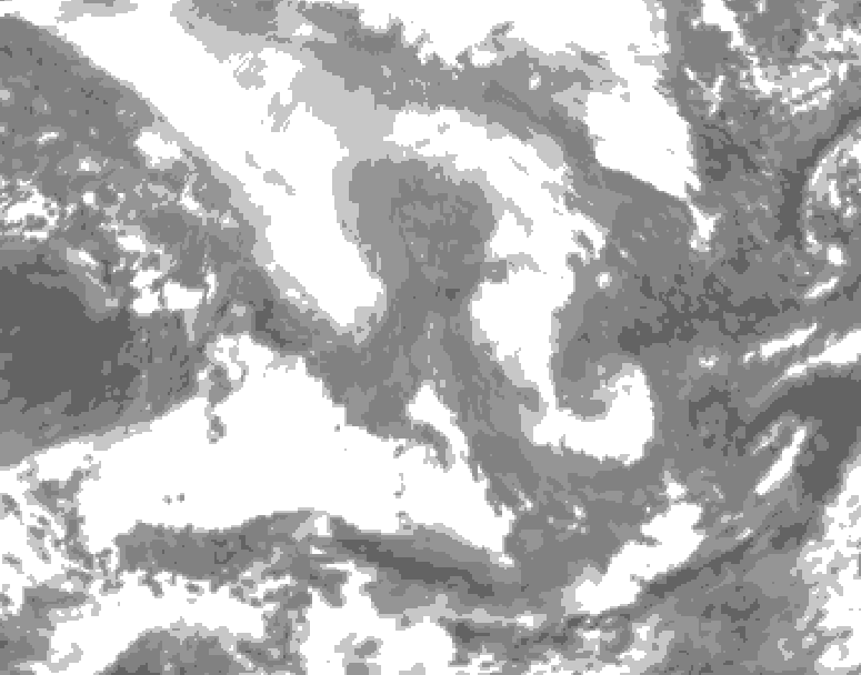 GDPS total cloud 084 hour forecast chart for Canada based on 2026/02/08 1200Z data