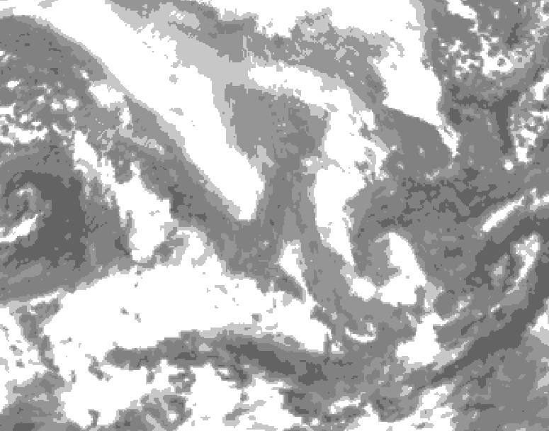 GDPS total cloud 090 hour forecast chart for Canada based on 2026/02/08 1200Z data