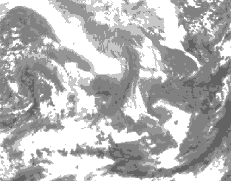 GDPS total cloud 102 hour forecast chart for Canada based on 2026/02/08 1200Z data