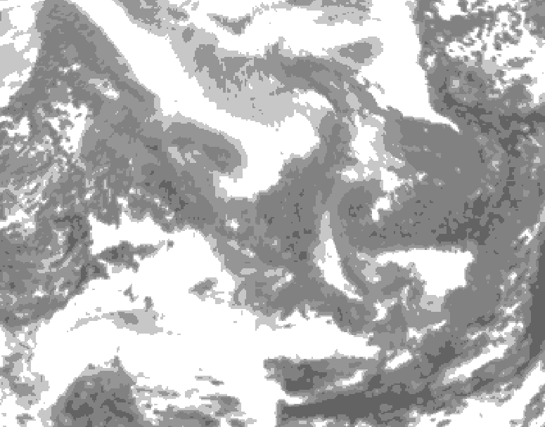 GDPS total cloud 114 hour forecast chart for Canada based on 2026/02/08 1200Z data