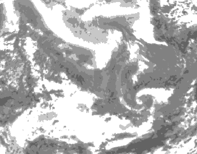 GDPS total cloud 120 hour forecast chart for Canada based on 2026/02/08 1200Z data