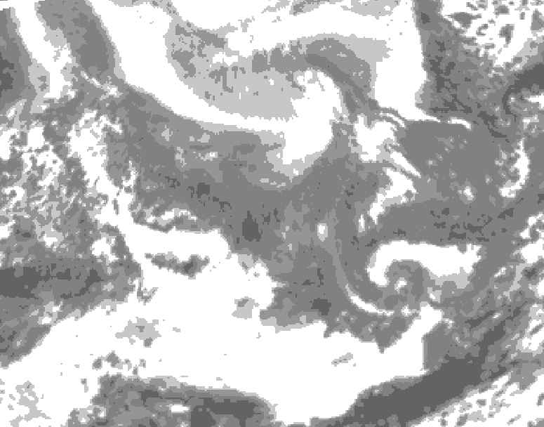 GDPS total cloud 126 hour forecast chart for Canada based on 2026/02/08 1200Z data