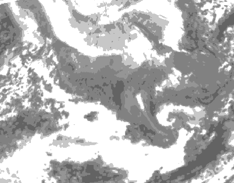 GDPS total cloud 132 hour forecast chart for Canada based on 2026/02/08 1200Z data