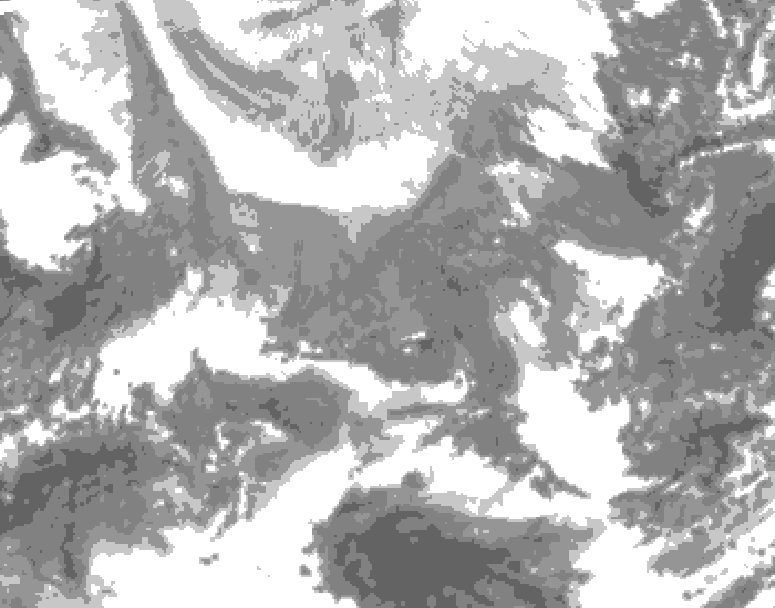 GDPS total cloud 162 hour forecast chart for Canada based on 2026/02/08 1200Z data