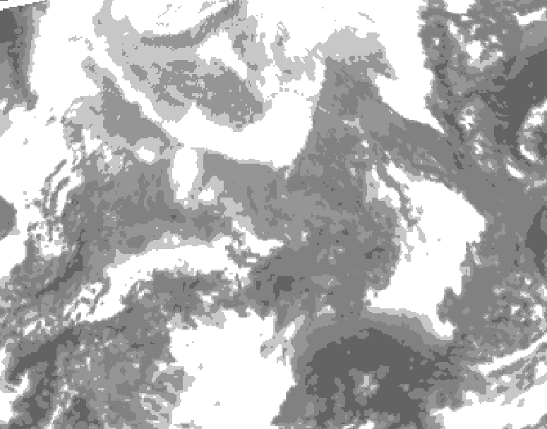 GDPS total cloud 180 hour forecast chart for Canada based on 2026/02/08 1200Z data
