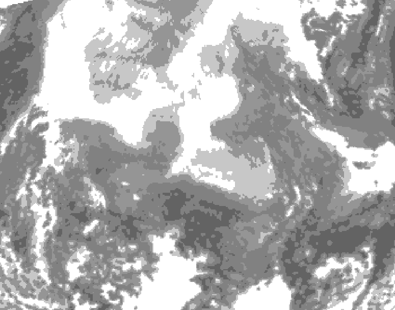 GDPS total cloud 216 hour forecast chart for Canada based on 2026/02/08 1200Z data