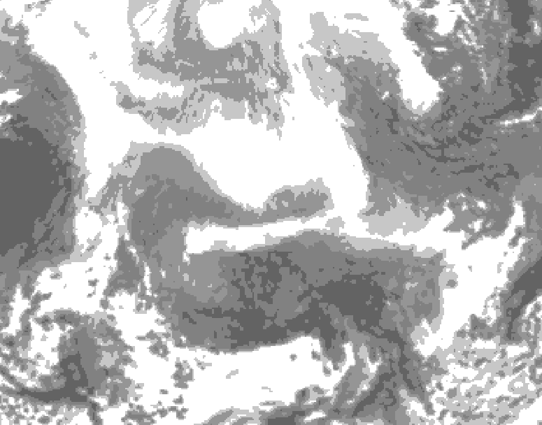 GDPS total cloud 240 hour forecast chart for Canada based on 2026/02/08 1200Z data
