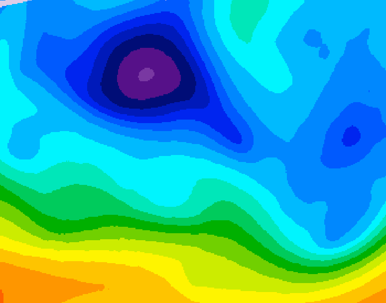 GDPS 500 millibar geopotential height 006 hour forecast chart for Canada based on 2026/02/09 0000Z data