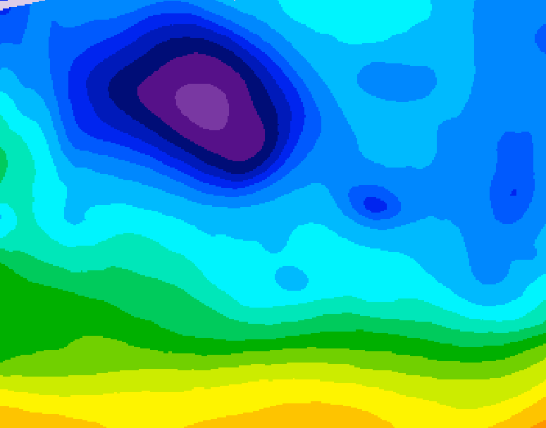GDPS 500 millibar geopotential height 030 hour forecast chart for Canada based on 2026/02/09 0000Z data