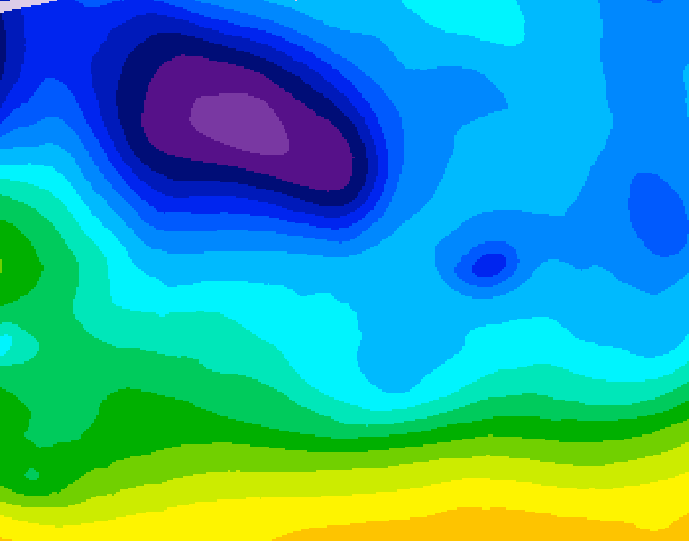 GDPS 500 millibar geopotential height 042 hour forecast chart for Canada based on 2026/02/09 0000Z data