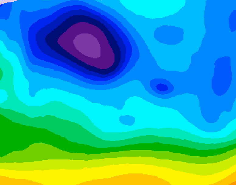 GDPS 500 millibar geopotential height 018 hour forecast chart for Canada based on 2026/02/09 1200Z data