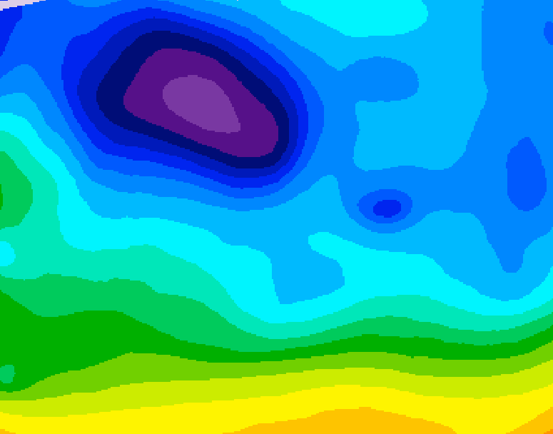 GDPS 500 millibar geopotential height 024 hour forecast chart for Canada based on 2026/02/09 1200Z data