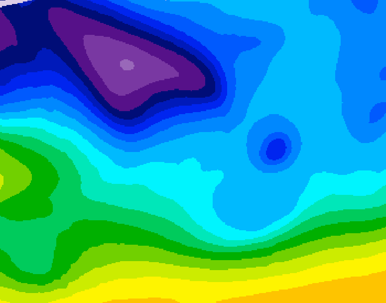 GDPS 500 millibar geopotential height 042 hour forecast chart for Canada based on 2026/02/09 1200Z data