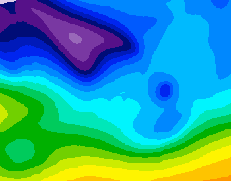 GDPS 500 millibar geopotential height 048 hour forecast chart for Canada based on 2026/02/09 1200Z data