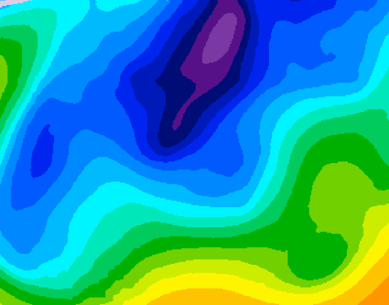 GDPS 500 millibar geopotential height 180 hour forecast chart for Canada based on 2026/02/09 1200Z data