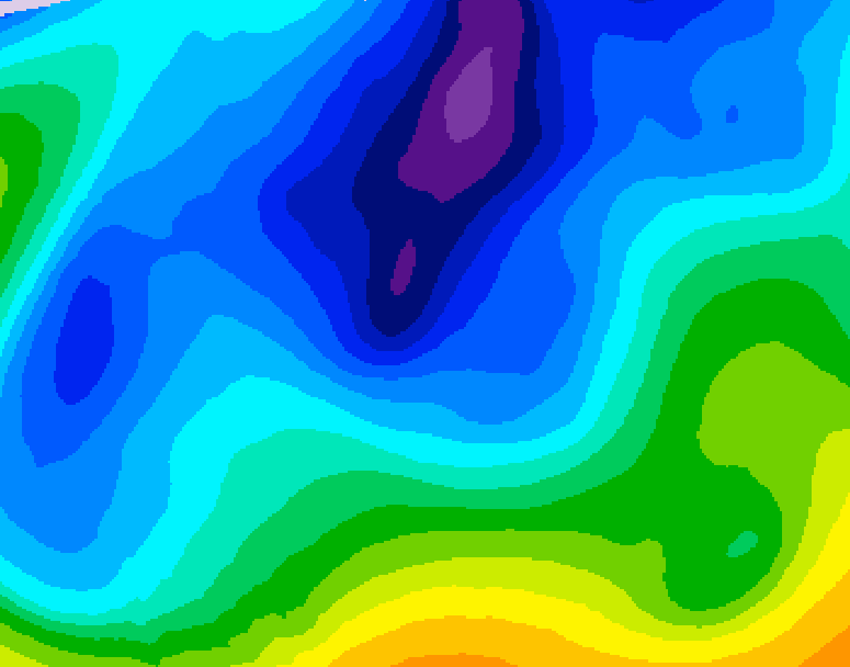 GDPS 500 millibar geopotential height 186 hour forecast chart for Canada based on 2026/02/09 1200Z data