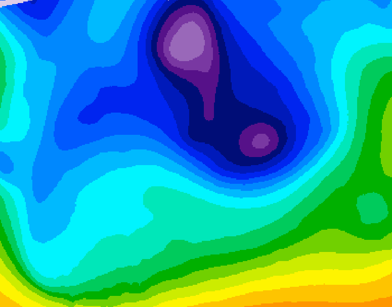 GDPS 500 millibar geopotential height 222 hour forecast chart for Canada based on 2026/02/09 1200Z data