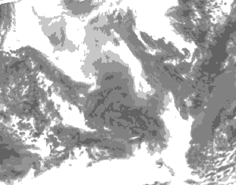 GDPS total cloud 018 hour forecast chart for Canada based on 2026/02/09 0000Z data