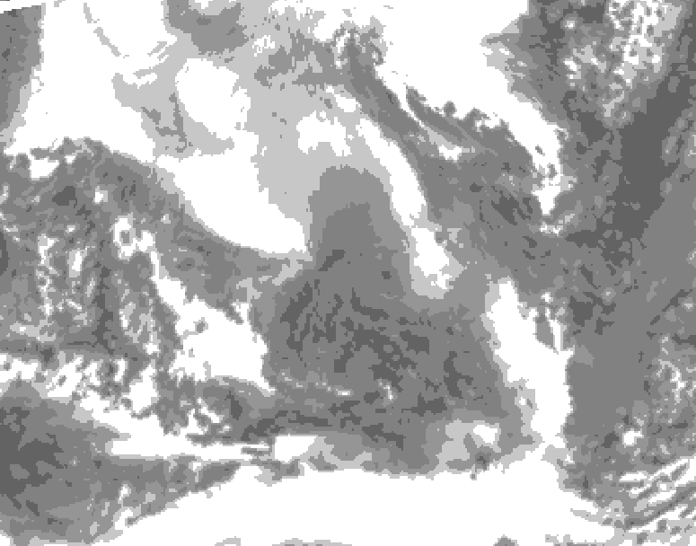 GDPS total cloud 024 hour forecast chart for Canada based on 2026/02/09 0000Z data