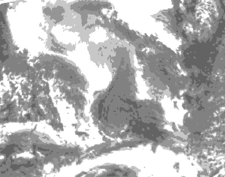 GDPS total cloud 036 hour forecast chart for Canada based on 2026/02/09 0000Z data