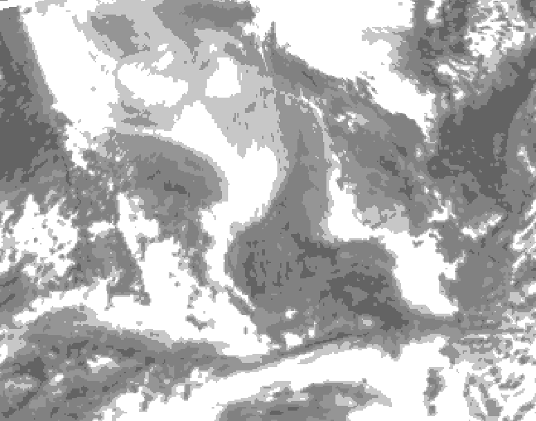 GDPS total cloud 042 hour forecast chart for Canada based on 2026/02/09 0000Z data