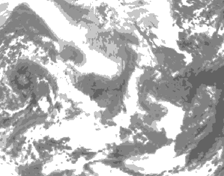GDPS total cloud 090 hour forecast chart for Canada based on 2026/02/09 0000Z data