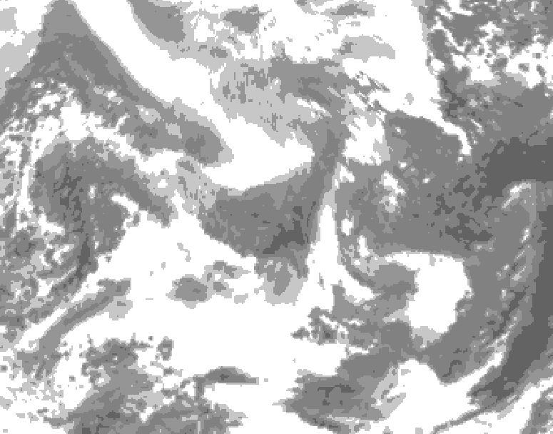 GDPS total cloud 096 hour forecast chart for Canada based on 2026/02/09 0000Z data