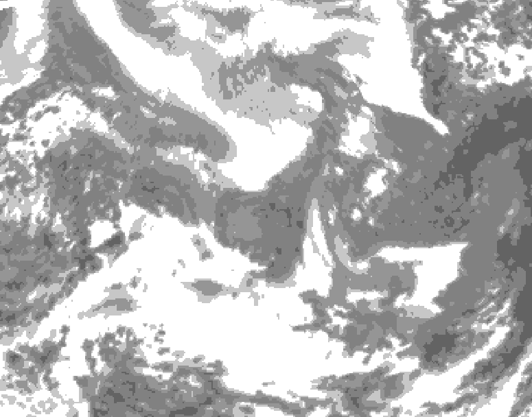 GDPS total cloud 102 hour forecast chart for Canada based on 2026/02/09 0000Z data
