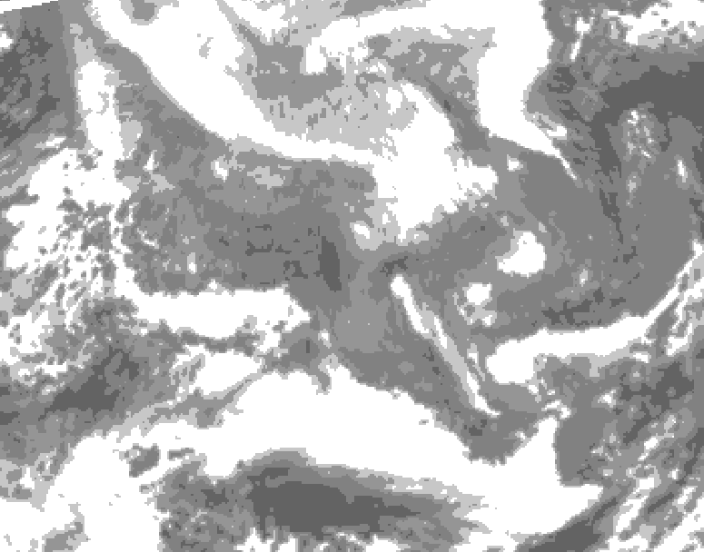 GDPS total cloud 120 hour forecast chart for Canada based on 2026/02/09 0000Z data