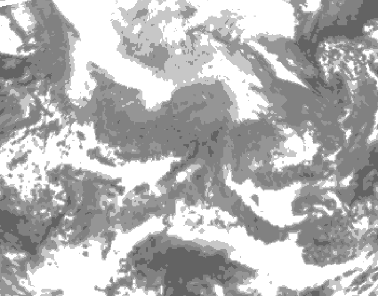 GDPS total cloud 132 hour forecast chart for Canada based on 2026/02/09 0000Z data