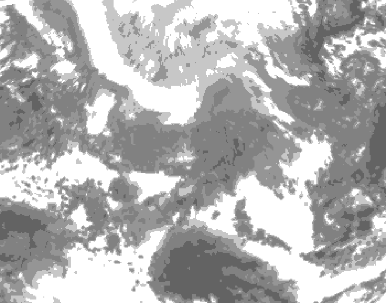 GDPS total cloud 144 hour forecast chart for Canada based on 2026/02/09 0000Z data