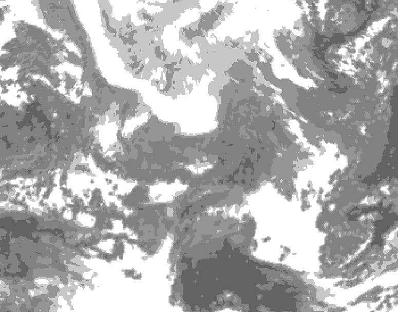 GDPS total cloud 150 hour forecast chart for Canada based on 2026/02/09 0000Z data