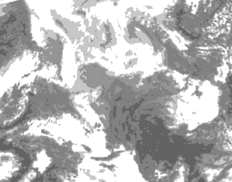 GDPS total cloud 180 hour forecast chart for Canada based on 2026/02/09 0000Z data
