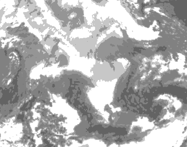 GDPS total cloud 222 hour forecast chart for Canada based on 2026/02/09 0000Z data