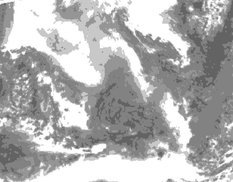 GDPS total cloud 012 hour forecast chart for Canada based on 2026/02/09 1200Z data