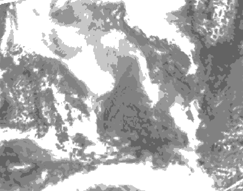 GDPS total cloud 018 hour forecast chart for Canada based on 2026/02/09 1200Z data