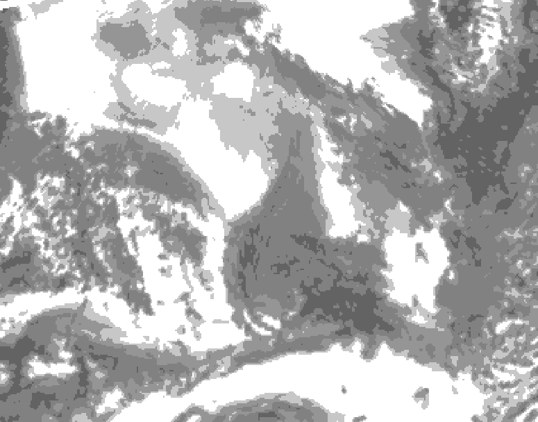 GDPS total cloud 024 hour forecast chart for Canada based on 2026/02/09 1200Z data