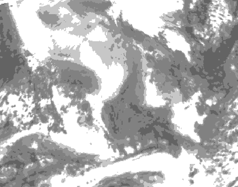 GDPS total cloud 030 hour forecast chart for Canada based on 2026/02/09 1200Z data