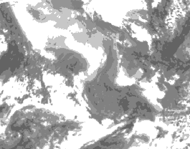 GDPS total cloud 036 hour forecast chart for Canada based on 2026/02/09 1200Z data