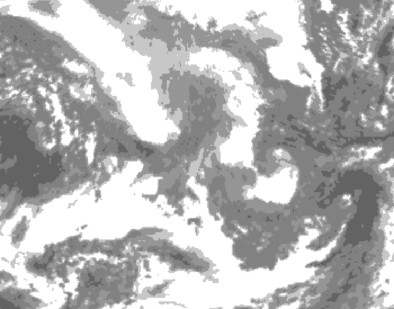 GDPS total cloud 060 hour forecast chart for Canada based on 2026/02/09 1200Z data