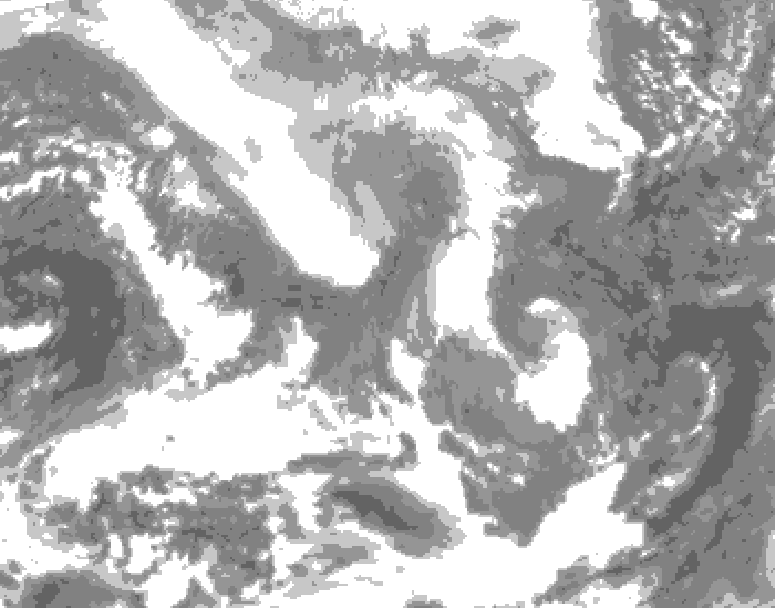 GDPS total cloud 066 hour forecast chart for Canada based on 2026/02/09 1200Z data